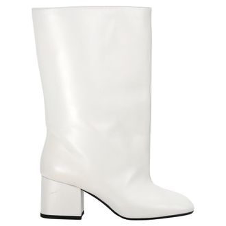 Marni Pre-owned Womens Block-Heel Mid-Calf Boots in White Calf Leather - Ecru - Size 36.5 EU/IT