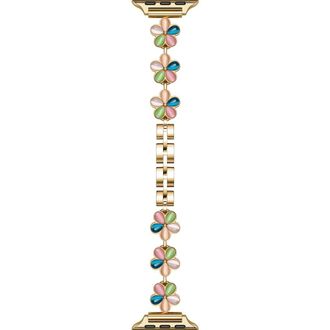 Posh Tech June Flower Bracelet Apple Watch Watchband in Gold Multi at Nordstrom, Size 42 Mm