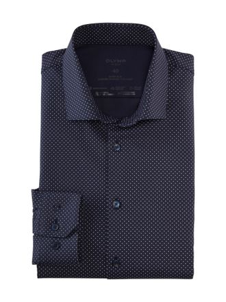 Olymp Businesshemd OLYMP No. Six 24/Seven super slim, Herren, Gr. 36, N-Gr, blau (marine), Web, Obermaterial: 64% Baumwolle, 27% Polyester, 9% Elasthan, k&ouml;r