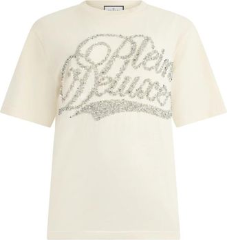Philipp Plein T-Shirt Fit Signature - Dames - T-shirts - Beige - M - Katoen - Tops