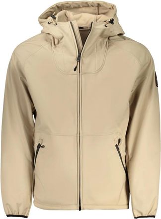 Napapijri Jassen, Heren, Beige, S, Sportieve Hoodie Jas Beige Waterdicht Rits