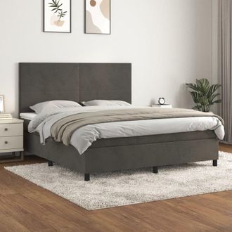 vidaXL Vidaxl - Cama Box Spring Con Colch&oacute;n Terciopelo Gris Oscuro 160x200 Cm