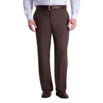 Haggar Mens Big & Tall Premium Comfort Classic Fit Flat Front Dress Pant, Dark Chocolate Bt, 44W x 30L