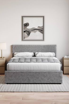 Home Discount Vida Designs Veronica Ottoman Bed Frame Storage & Memory Foam Mattress in Silver | Size: Double