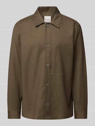 Calvin Klein Regular Fit Hemdjacke mit Kentkragen und Viskose-Anteil in Oliv, Gr&ouml;&szlig;e XXL