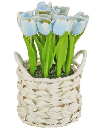 National Tree Company 10In Blue Tulip Bouquet In Metal Pot
