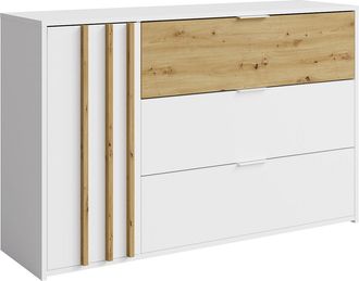 Vente-Unique C&oacute;moda 3 cajones y 1 puerta - Color: Natural y blanco - TUNALO