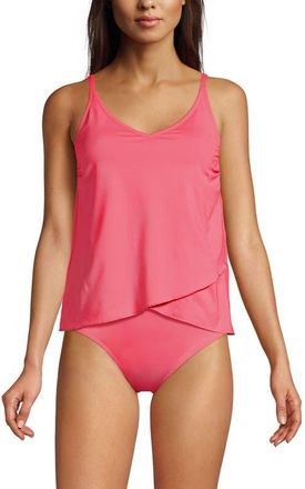 Lands End Tulip Hem Tankini Top in Dark Coral at Nordstrom, Size X-Small