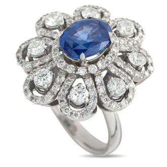 Luxury Bazaar 18K White Gold 1.40ct Diamond and Sapphire Ring MF26-051526