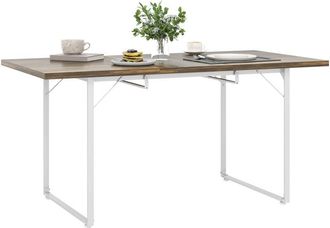 HOMCOM Homcom - Mesa De Comedor Extensible Rectangular Para 4-6 Personas Mesa De Cocina Extensible Con Patas Met&aacute;licas Para Sal&oacute;n 120-160x80x75 Cm Marr&oacute;n