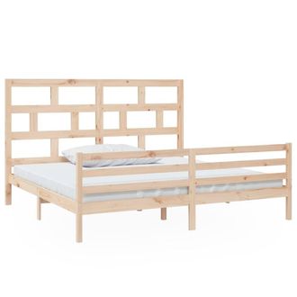 Berkfield Home Bed Frame Solid Wood Pine 200x200 cm in Light Tan