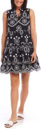 Karen Kane Eyelet Embroidered Sleeveless Tiered Cotton Dress in Bow at Nordstrom, Size X-Large