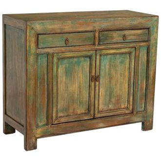 Wanderlust Deco Recibidor de madera verde envejecido 115x45x95h cm