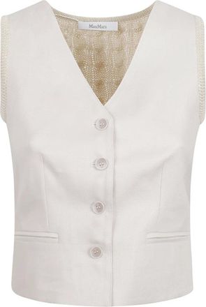 Max Mara Calibri Linnen Gilet - Dames - Gillet - Beige - XS - Linnen - Kostuums