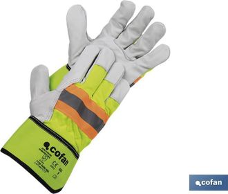 cofan Cofan - Blister Guante Vacuno Americano Amarillo Fl&uacute;or Talla 10 Venta Unitaria