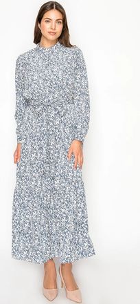 YAL New York Navy Modest Tiered Maxi Dress