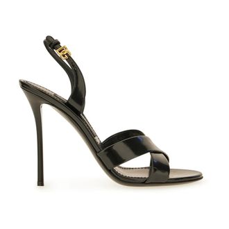 Dolce & Gabbana Sandaal met hoge hak - Dames - Schoenen - Zwart - Maat: 39 EU Leer