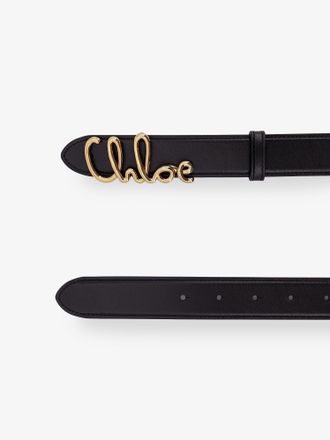 Chlo&eacute; Womens Leather Belt Black