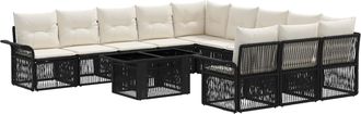 vidaXL Conjunto De Sof&aacute;s De Jard&iacute;n 12 Uds. Negro Y Blanco Crema Vidaxl