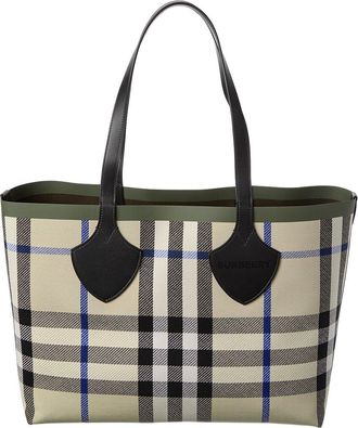 Burberry Check Medium Reversible Canvas & Leather Tote