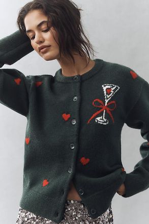 English Factory Martini Embroidered Cardigan Sweater