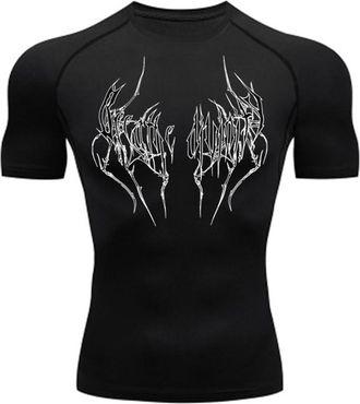 Generic Mens Compression Shirt Fitness Gym Rashgard Sports Running T-Shirt Top Quick Drying Short Sleeved T-Shirt,1,S