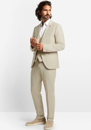 Cinque Anzug CINQUE CIMONOPOLI, Herren, Gr. 52, N-Gr, braun (hellbraun), Web, Obermaterial: 53% Polyester, 43% Schurwolle, 4% Elasthan, unifarben, schmal, An