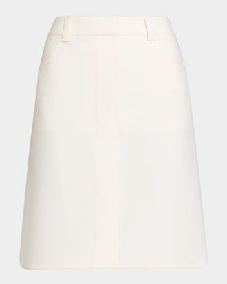Courr&egrave;ges Stretch-Wool Knee-Length Skirt