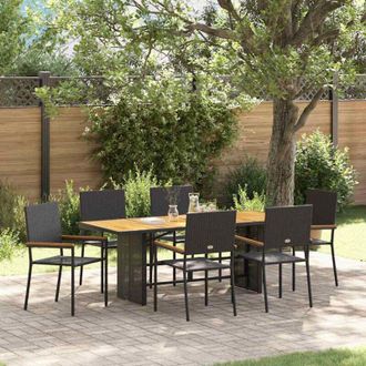 vidaXL Conjunto De Comedor De Jard&iacute;n 7 Pcs Negro, Marr&oacute;n Vidaxl