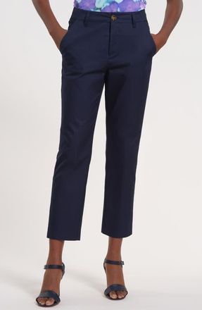 Isaac Mizrahi New York Slim Fit Ankle Cotton Pants in Navy at Nordstrom, Size 12