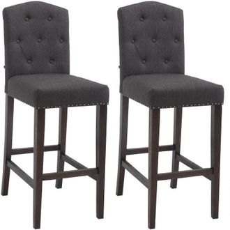 Clp Set 2x Taburetes De Bar Louise En Tela Gris Oscuro Antiguo