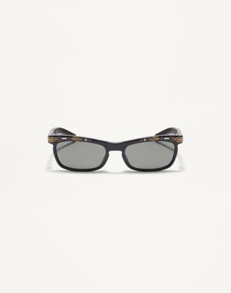 Valentino Rectangular Acetate Frames unisex BLACK/GREY 52