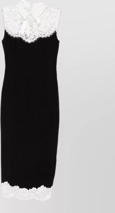 Self Portrait sleeveless lace-trim midi dress