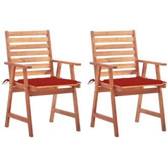 vidaXL Vidaxl - Sillas Comedor De Jard&iacute;n Y Cojines 2 Uds Madera Maciza Acacia