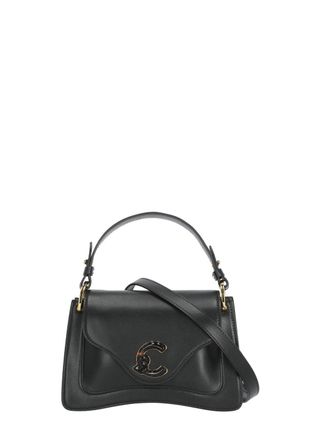 Coccinelle Structured Black Leather C-Me Small Bag With Flap Closure