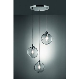 Reality Clooney Suspensi&oacute;n 3 Esferas Cristal Ahumado &Oslash;35 Cm Trio Iluminaci&oacute;n