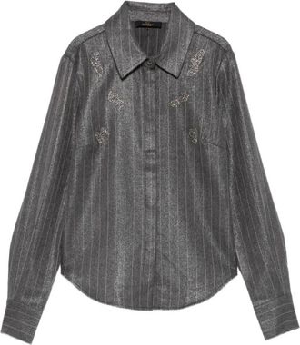 Twinset Camicia a righe con ricamo di perline - - Blouses & Shirts - Donna - Grigio - M