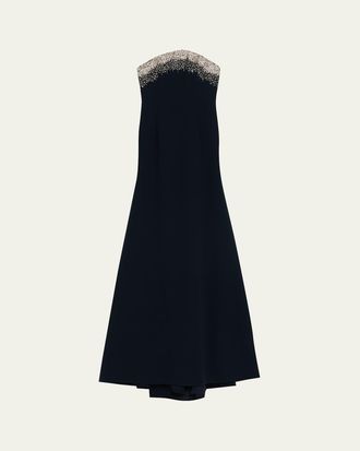 Naeem Khan Crystal Embroidered Strapless Trumpet Gown