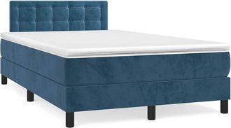 vidaXL Vidaxl - Cama Box Spring Colch&oacute;n Y Led Terciopelo Azul Oscuro 120x190 Cm