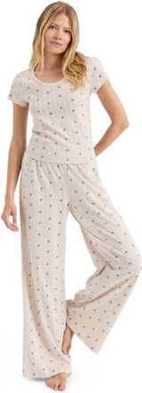 Pact Organic Cotton Pointelle Scoop Neck Tee in Cream Heather Ditsy Floral at Nordstrom, Size Xx-Large