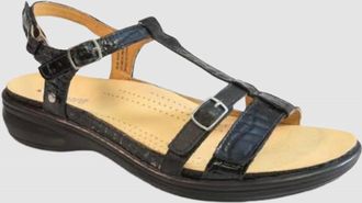Revere Comfort Shoes Womens Milan Sandal In Black Lizard