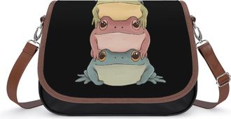 Generic Frogs Stacked Crossbody Bag Womens Handbag PU Message Bags Shoulder Purse with Adjustable Strap