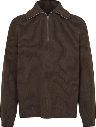 Sams&oslash;e & Sams&oslash;e Brown Sarick Ribbed Knit Turtleneck Sweater