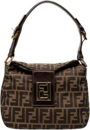 Fendi Pre-owned Shoulder Bags, female, Brown, Size: ONE SIZE Pre-owned Canvas Shoulder Bag