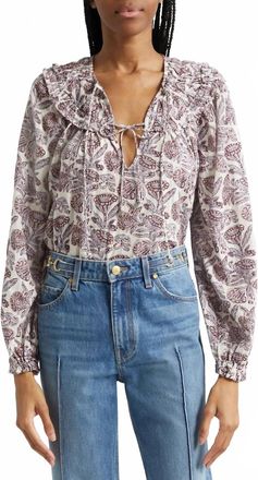 Ulla Johnson Florelle Long Sleeve Cotton Blouse In Meadow