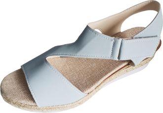 Generic 2026 Women Slippers Ladies Summer Solid Colour Woven Thick Bottom Slope Heel Large Size Sandals (Blue, 4.5)