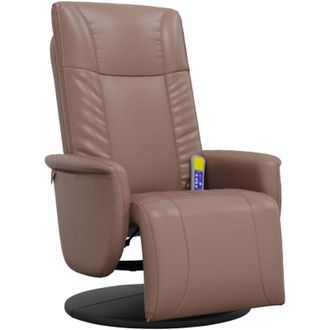 vidaXL Vidaxl - Sillón reclinable masaje con reposapiés cuero sintético marrón