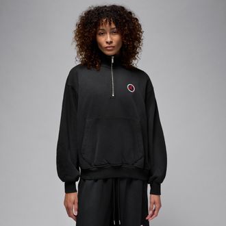 Nike Jordan Womens Jordan Flight Club Fleece Quarter-Zip Pullover in Black | IO9531-010