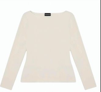 Emporio Armani Boat Neck Stretch Jersey Textured Sweater