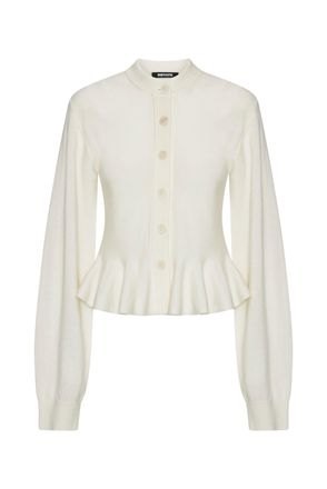 Rotate Merino Wool-Cashmere Sculptured Peplum Cardigan